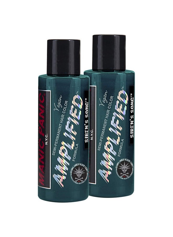 Manic Panic Siren’S Song Hair Color Amplified (2Pk) Semi Permanent Hair Dye Neon Blue Green Color Glows In Blacklight Vegan Ppd & Ammonia Free For Coloring Hair On Women & Men  - Image 2