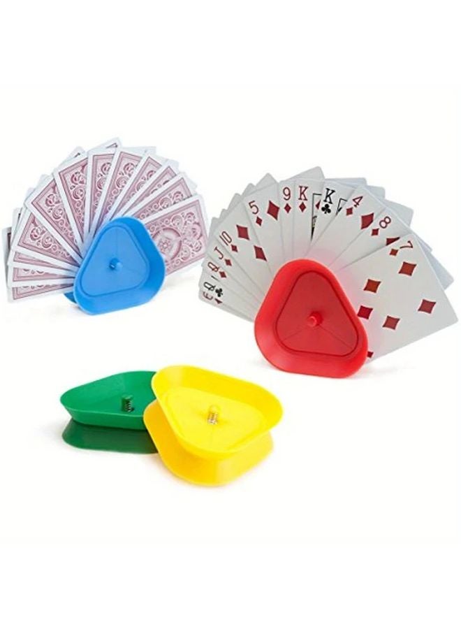 4pcs ABS Plastic Triangle Playing Card Holders Set Hands Free Game Accessories for Poker Board Games Ideal Gift - Image 1