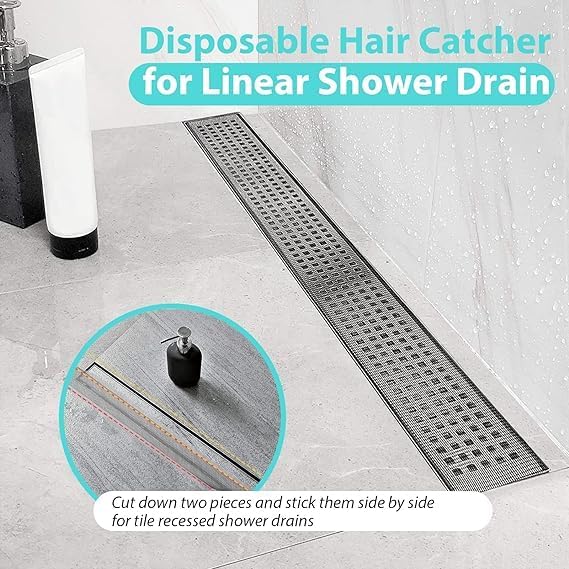 Bitrexup Disposable Hair Catcher Shower Drain Mesh Stickers,Disposable Shower Drain Sticker,Drain Hair Catcher, Easy to Stick,Suitable for Bathroom, Bathtub,Kitchen (7 CM-5 Meter) - Image 5
