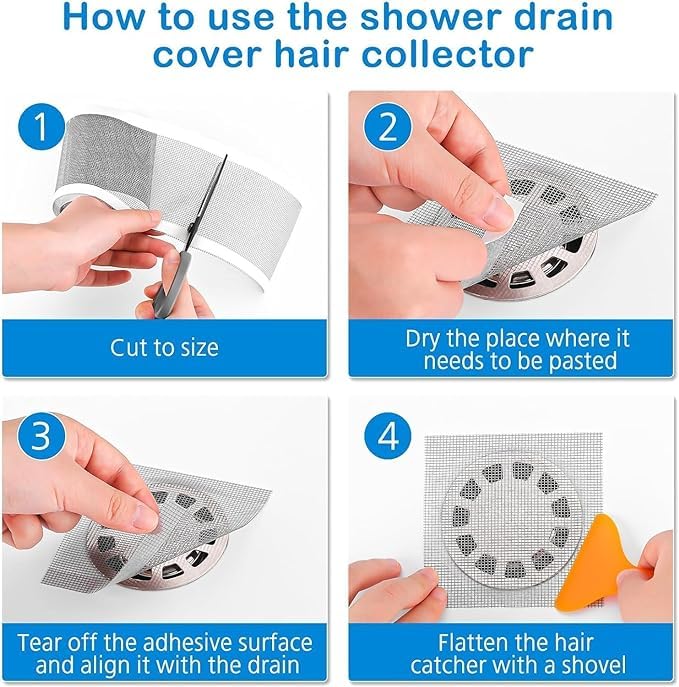Bitrexup Disposable Hair Catcher Shower Drain Mesh Stickers,Disposable Shower Drain Sticker,Drain Hair Catcher, Easy to Stick,Suitable for Bathroom, Bathtub,Kitchen (7 CM-5 Meter) - Image 2