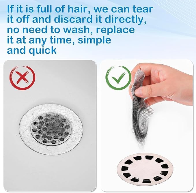 Bitrexup Disposable Hair Catcher Shower Drain Mesh Stickers,Disposable Shower Drain Sticker,Drain Hair Catcher, Easy to Stick,Suitable for Bathroom, Bathtub,Kitchen (7 CM-5 Meter) - Image 4