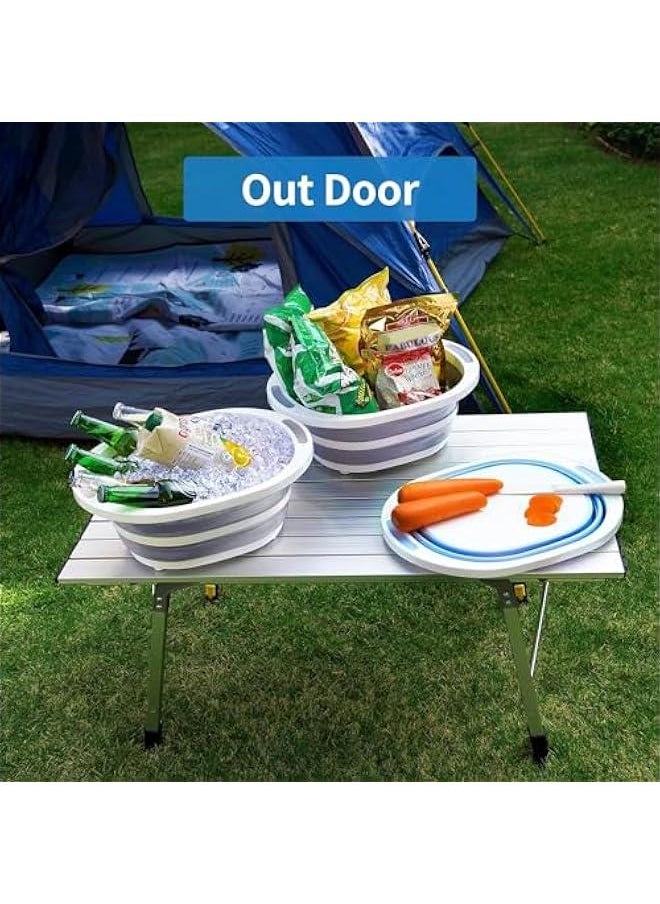 HOOKOR Collapsible Dishpan 7.5L Plastic Sink Dish Basin Cutting Board Foldable Food Tub for BBQ Picnic Camping Portable Washing Dishes Basket Space Saving,2 pack  - Image 5