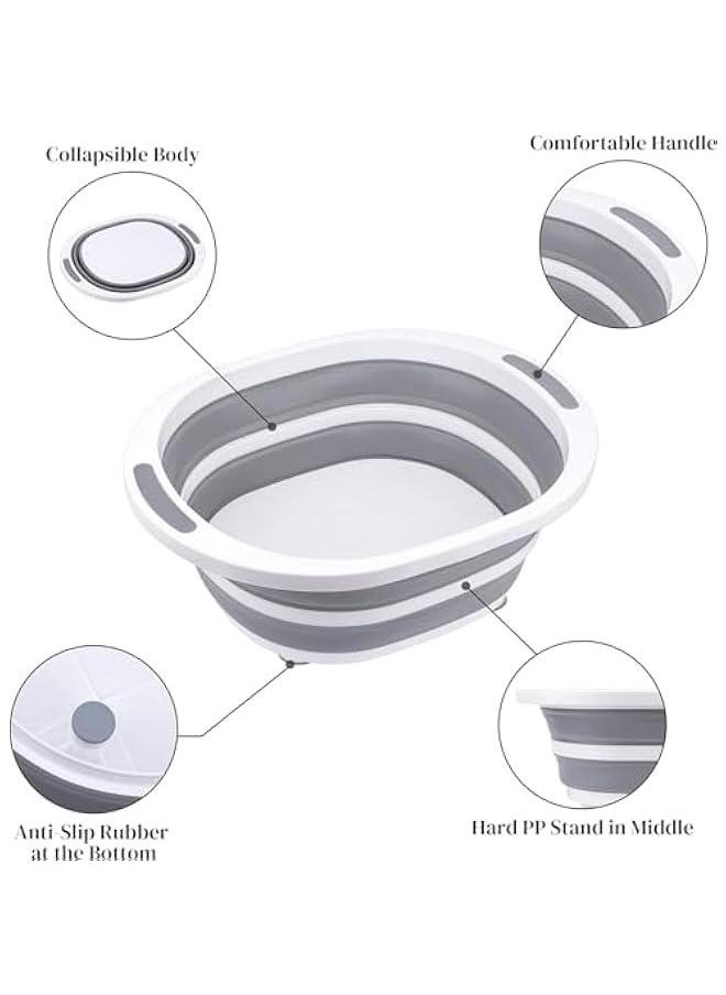 HOOKOR Collapsible Dishpan 7.5L Plastic Sink Dish Basin Cutting Board Foldable Food Tub for BBQ Picnic Camping Portable Washing Dishes Basket Space Saving,2 pack  - Image 2