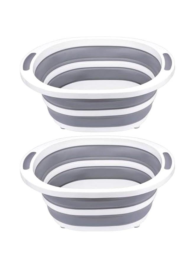 HOOKOR Collapsible Dishpan 7.5L Plastic Sink Dish Basin Cutting Board Foldable Food Tub for BBQ Picnic Camping Portable Washing Dishes Basket Space Saving,2 pack  - Image 1