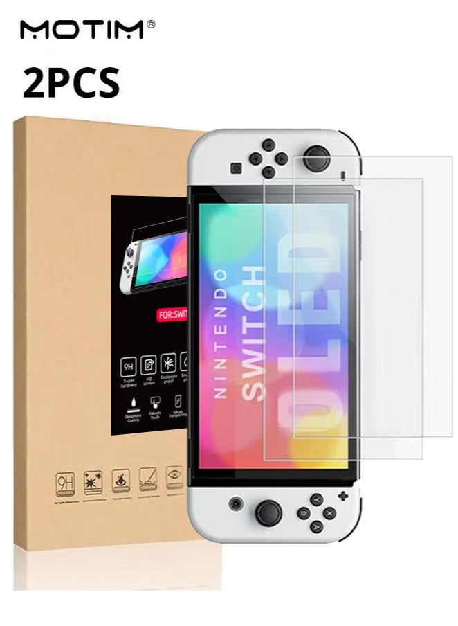 Motim 2 Pack Premium Screen Protector for Nintendo Switch OLED, 9H Tempered Glass Film Compatible with Nintendo Switch (OLED Model) 2021 Release - Image 1