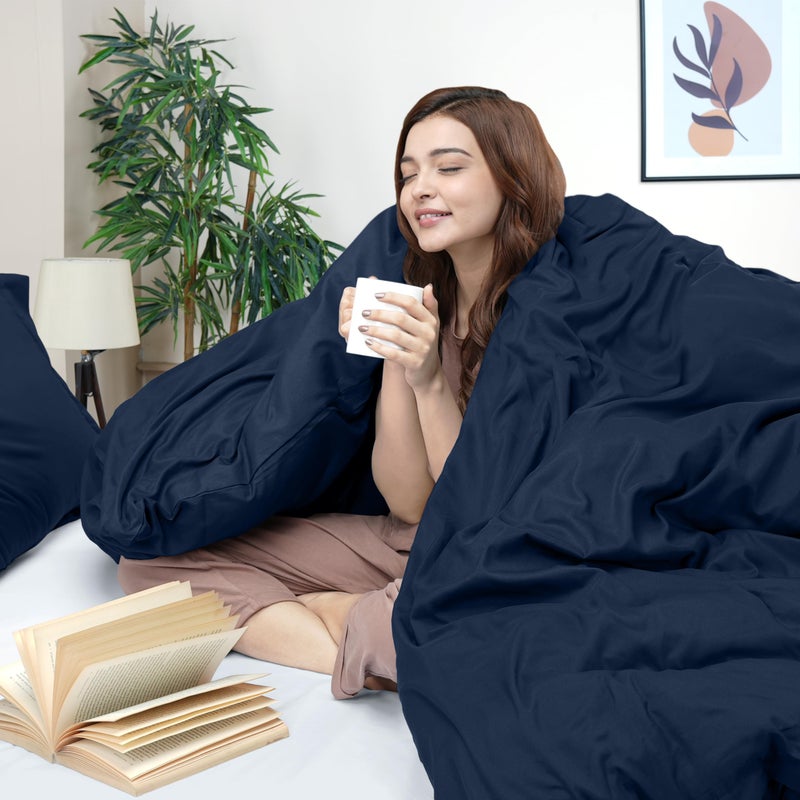 Utopia Bedding Duvet Cover Queen Size - 3 Piece with Zipper Closure - 1 Comforter Cover 90X90 Inches & 2 Pillow Shams 20X26 Inches (Navy) Comforter Not Included - Image 3