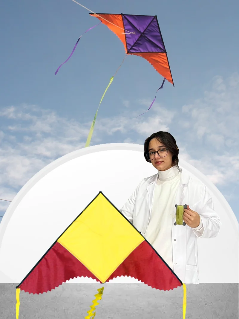 Gülen Uçurtma Laughing Kite / Fabric Delta Kite (Medium Size) Wavy Wing (Red-Yellow)