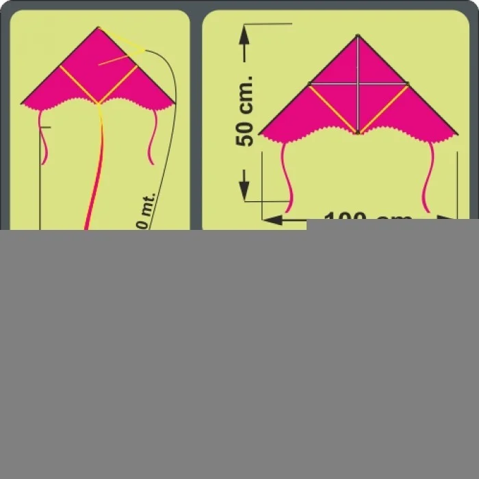 Gülen Uçurtma Laughing Kite / Fabric Delta Kite (Medium Size) Wavy Wing (Red-Yellow)