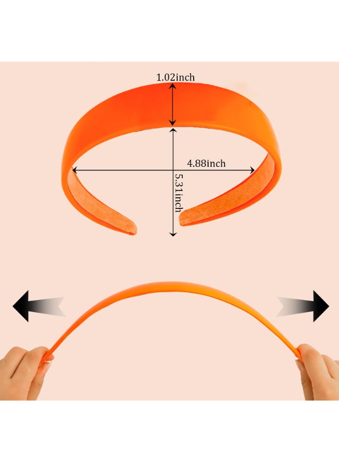 Uintoon Orange Headband Faux Leather Thin Hairband Halloween Head Bands for Womens Girls Hair Solid Simple Holiday Cosplay Head Bands Orange Hair Accessories for Women Girls - Image 4