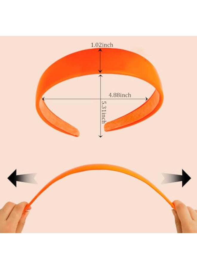 Uintoon Orange Headband Faux Leather Thin Hairband Halloween Head Bands for Womens Girls Hair Solid Simple Holiday Cosplay Head Bands Orange Hair Accessories for Women Girls - Image 3