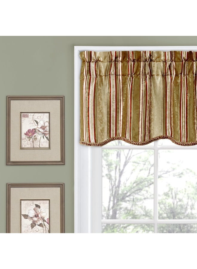 Waverly Traditions Stripe Ensemble Rod Pocket Valance for Windows in Bedroom Kitchen or Living Room 52 x 16 Antique - Image 3