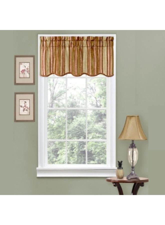 Waverly Traditions Stripe Ensemble Rod Pocket Valance for Windows in Bedroom Kitchen or Living Room 52 x 16 Antique - Image 2