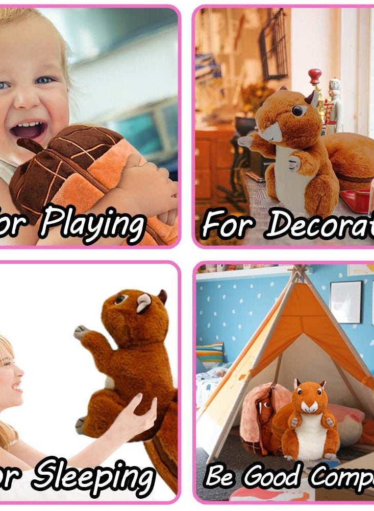 Excefore Squirrel Stuffed Animal, 10'' Plush Squirrel in Nut Bag with Zipper, Reversible Squirrel Plush Toy Pillows for Kids - Cute Room Decor and Gifts for Kids, Girls, Boys - Image 5