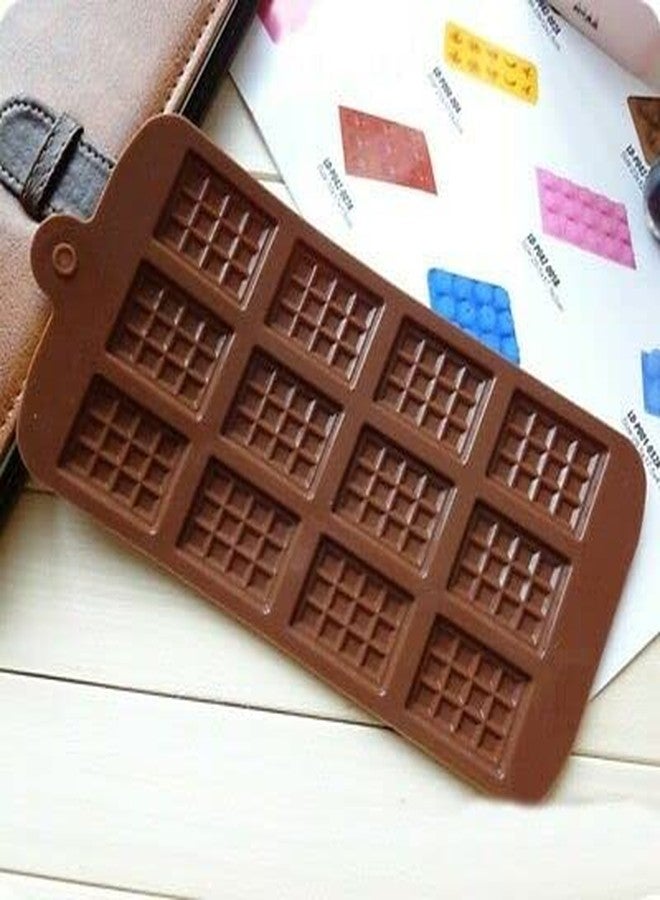 MoldBerry Silicone Chocolate Mould 12 Cavity Mini Dairymilk Shape Mould Choco Bar Candy Mold Baking Tools for Cake Chocolate Jell-O Ice Pack of 1 (Multi Color) - Image 3