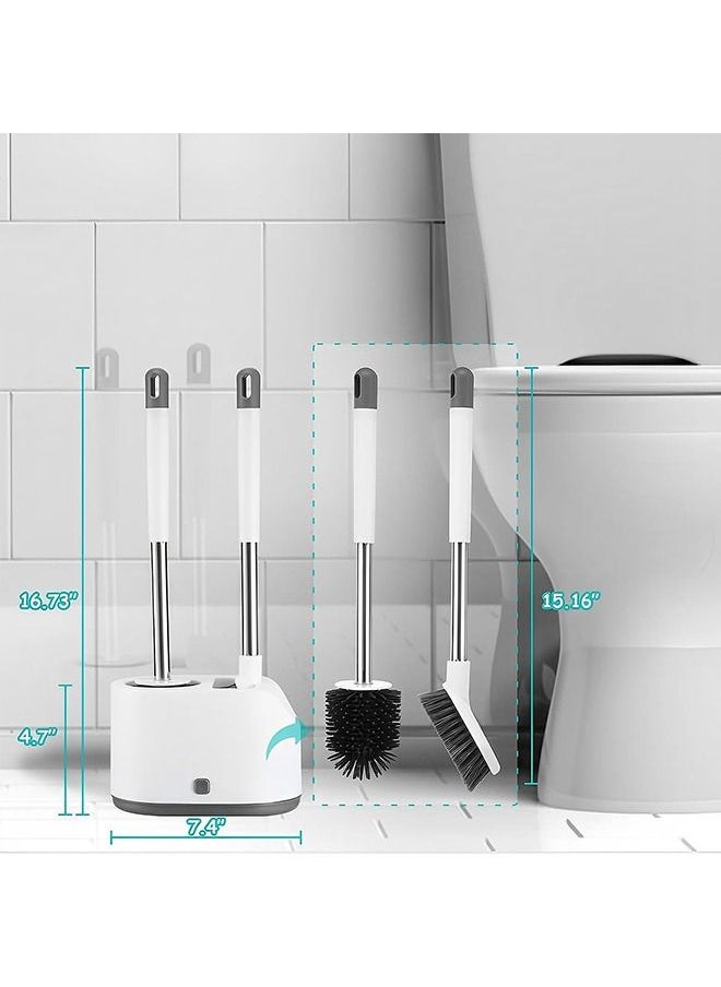 Arabest Toilet Brush and Holder Set, Deep Cleaner Silicone Toilet Brushes, 1 Silicone Toilet Brush, and 1 Brush for Cleaning Dead Corners, Easy to Install, Cleaning Brush for Bathroom Toilet  - Image 5