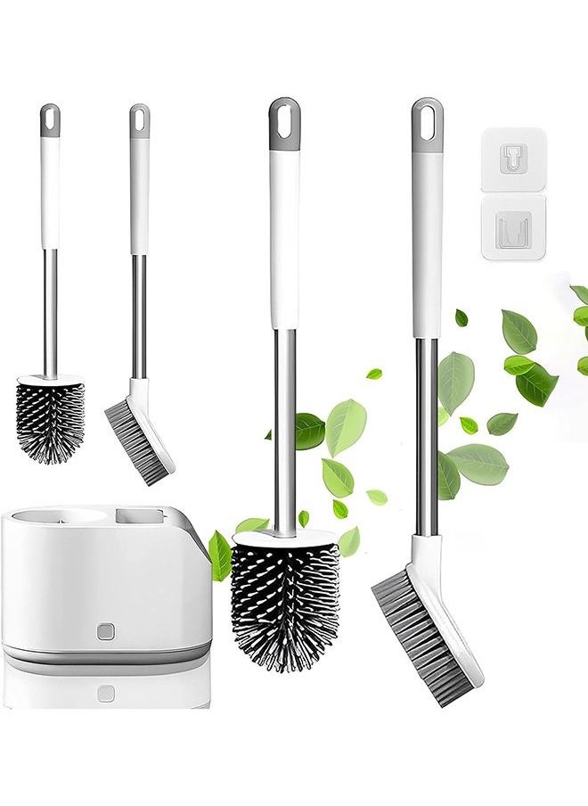 Arabest Toilet Brush and Holder Set, Deep Cleaner Silicone Toilet Brushes, 1 Silicone Toilet Brush, and 1 Brush for Cleaning Dead Corners, Easy to Install, Cleaning Brush for Bathroom Toilet  - Image 1