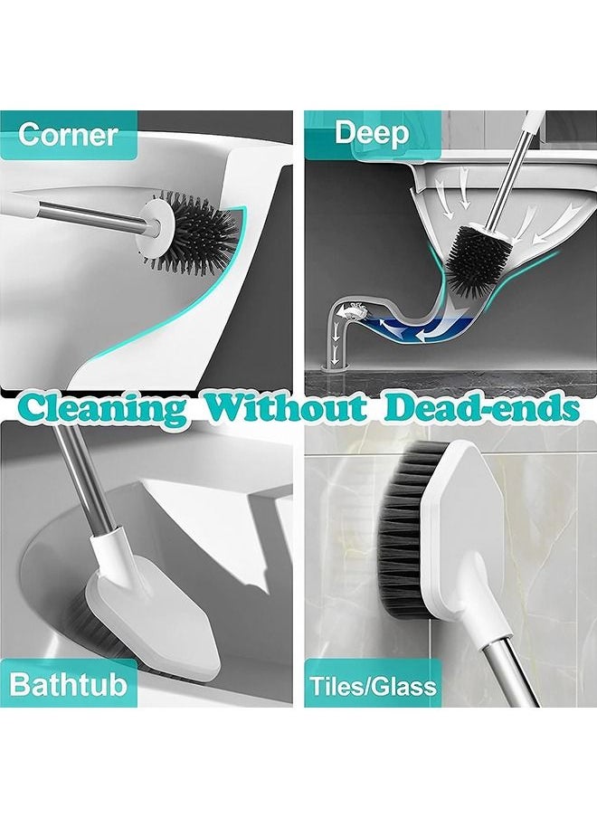 Arabest Toilet Brush and Holder Set, Deep Cleaner Silicone Toilet Brushes, 1 Silicone Toilet Brush, and 1 Brush for Cleaning Dead Corners, Easy to Install, Cleaning Brush for Bathroom Toilet  - Image 3