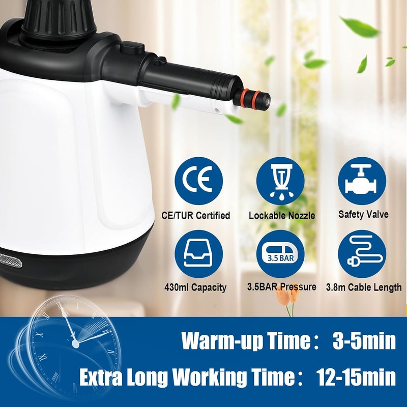 DreamHigh Hand Steam Cleaner 430 ml, 1200 W 3.5 Bar Steam Cleaner for Sofa with 9 Accessories, Electric Steam Cleaners for Stains, Bed Bugs, Beds, Mattresses, - Image 3