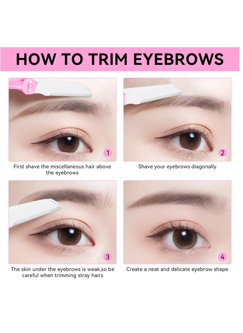 Excefore Fold Eyebrow Razors, 6PCS Facial Hair Remover Face Shaver Trimmer Shaper Face Razor Dermaplaning Blades for Face Exfoliating Dermaplaning Tool for Women and Men  - Image 3