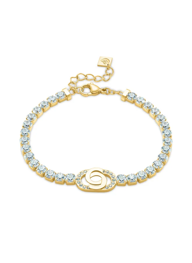 شيروتي 1881 Claudia Gold-Plated Double 'C' Interlocked Charm Bracelet for Women