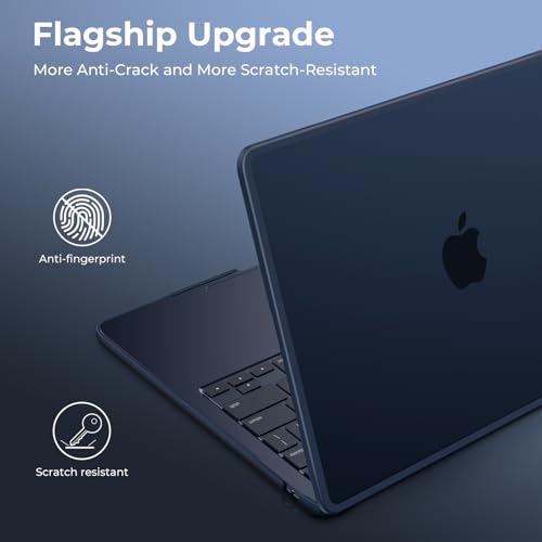 BlueSwan Anti-Cracking Case for MacBook Air 13 inch, M5 2026 M4 M3 M2 2025-2022 A3449 A3240 A3113 A2681, Drop Protection Soft TPU Bumper PC Base for Air 13.6 inch, Frosted Midnight - Image 5