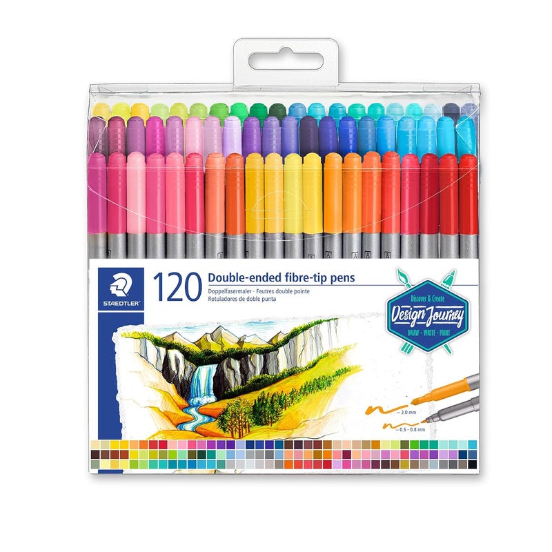 STAEDTLER STAEDTLER Fibre tip marker pen set 2 tips 120 clrs wallet pack  - Image 1