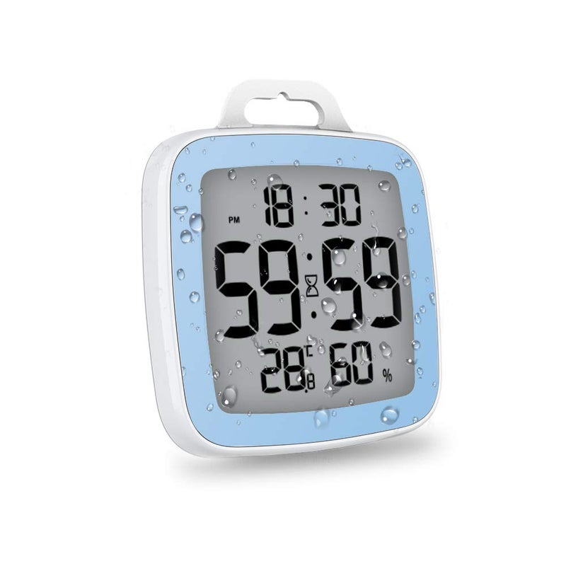 BALDR BALDR Digital Bathroom Timer  Waterproof Shower Clock with Time and Temperature  Kids and Adults Bathroom Timer Blue 