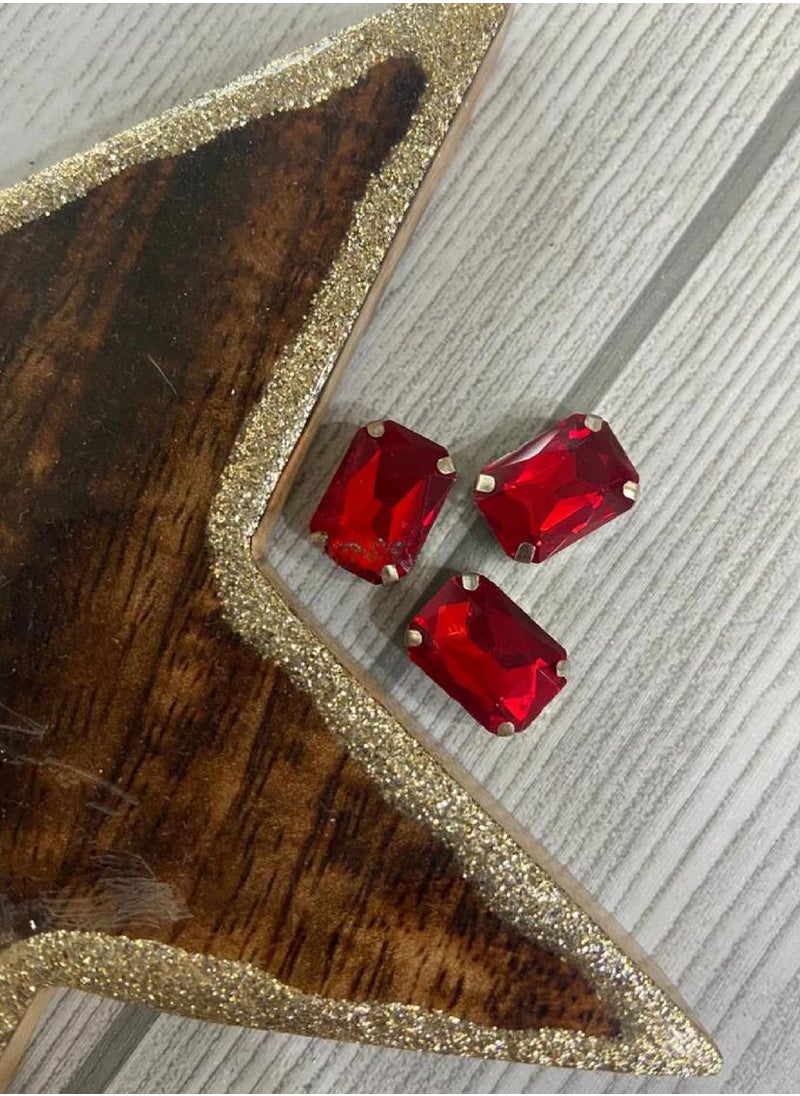 mjuhurat Elegant Red Gemstone Stud Earrings 