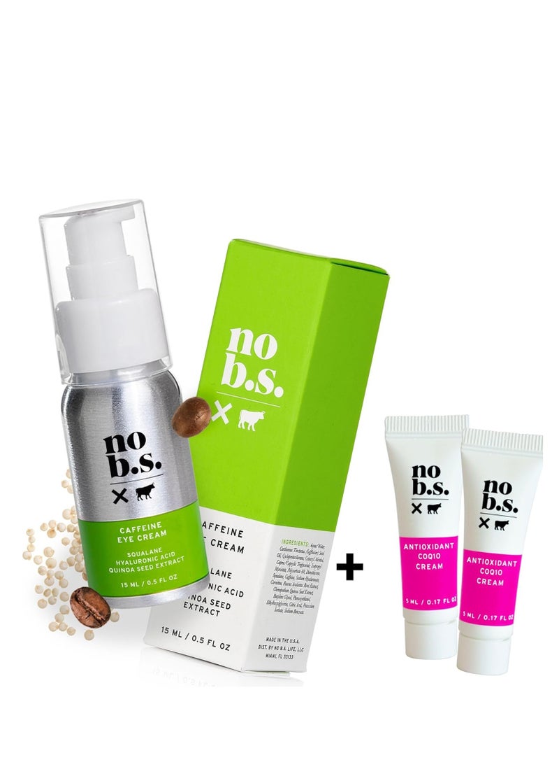 NO B. S. NO BAD STUFF No Bad Stuff - Caffeine Eye Cream with Pure Hyaluronic Acid & Plant Based Squalane Oil, Under Eye Cream for Dark Circles & Puffiness, Travel Size, 0.5 FL Oz, and CoQ10 for Wrinkles  - Image 1