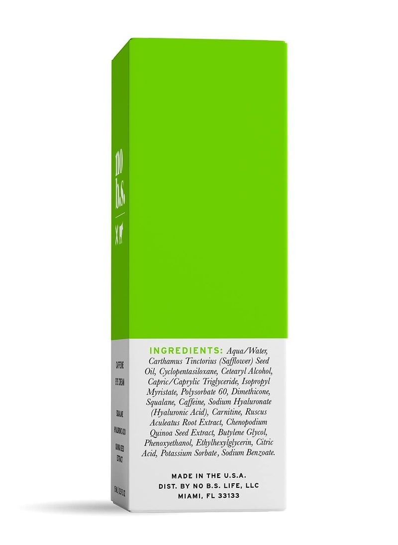 NO B. S. NO BAD STUFF No Bad Stuff - Caffeine Eye Cream with Pure Hyaluronic Acid & Plant Based Squalane Oil, Under Eye Cream for Dark Circles & Puffiness, Travel Size, 0.5 FL Oz, and CoQ10 for Wrinkles  - Image 3