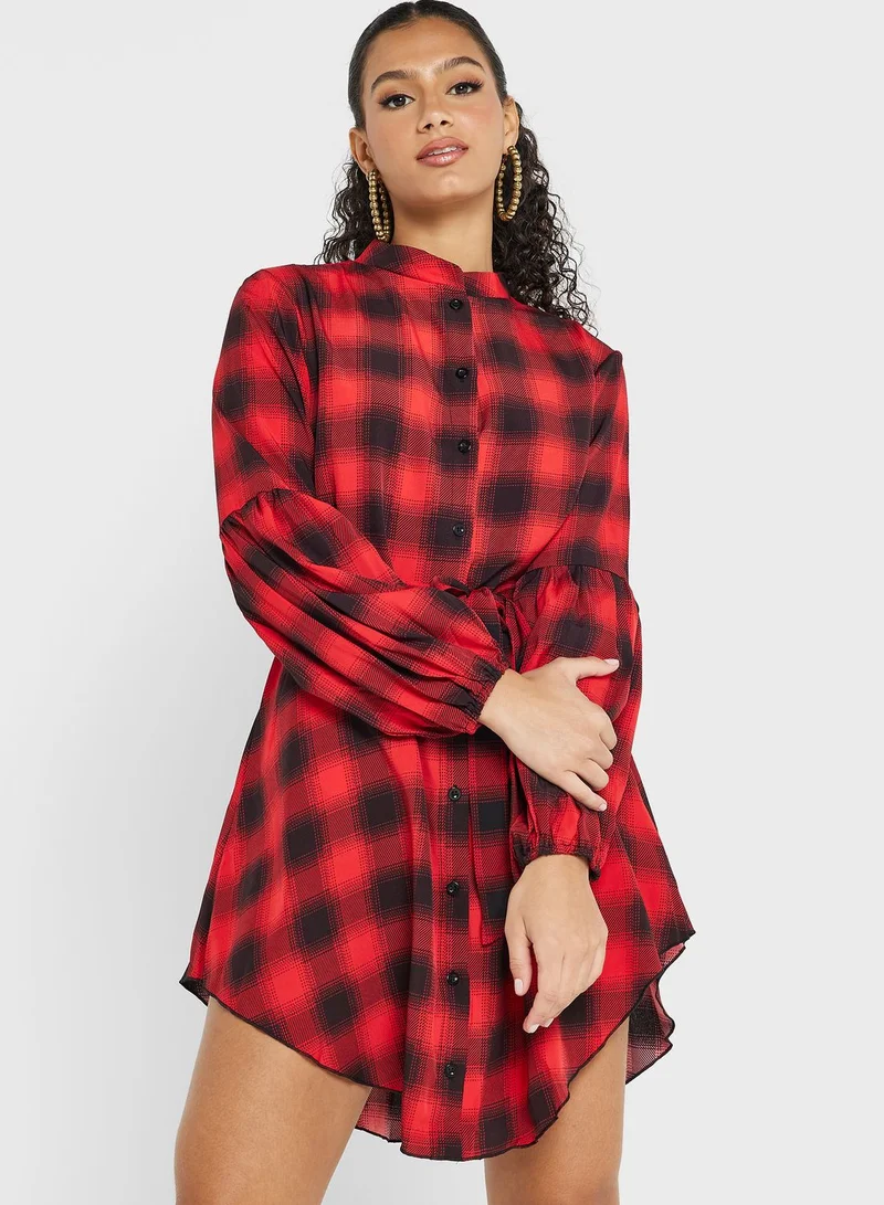 Ginger Checkered Shirt Dress