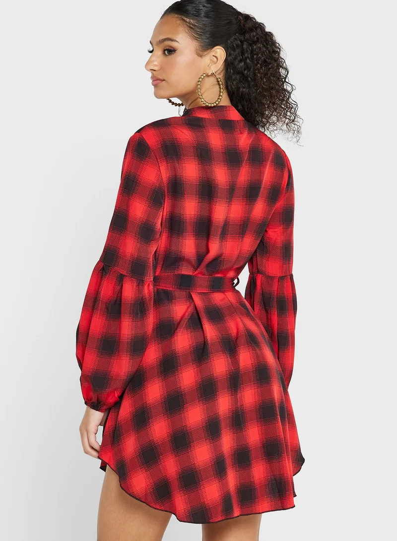 Ginger Checkered Shirt Dress