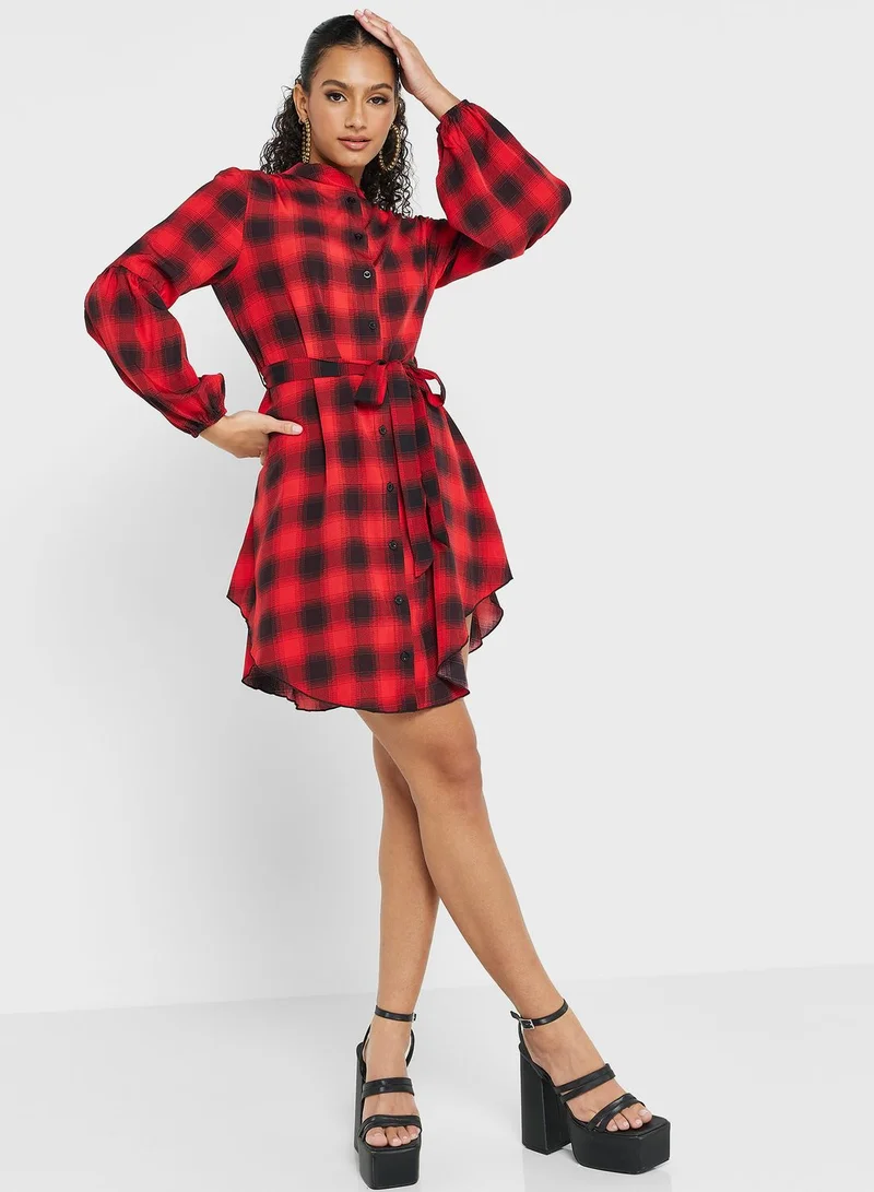 Ginger Checkered Shirt Dress