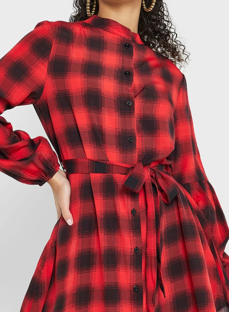 Ginger Checkered Shirt Dress