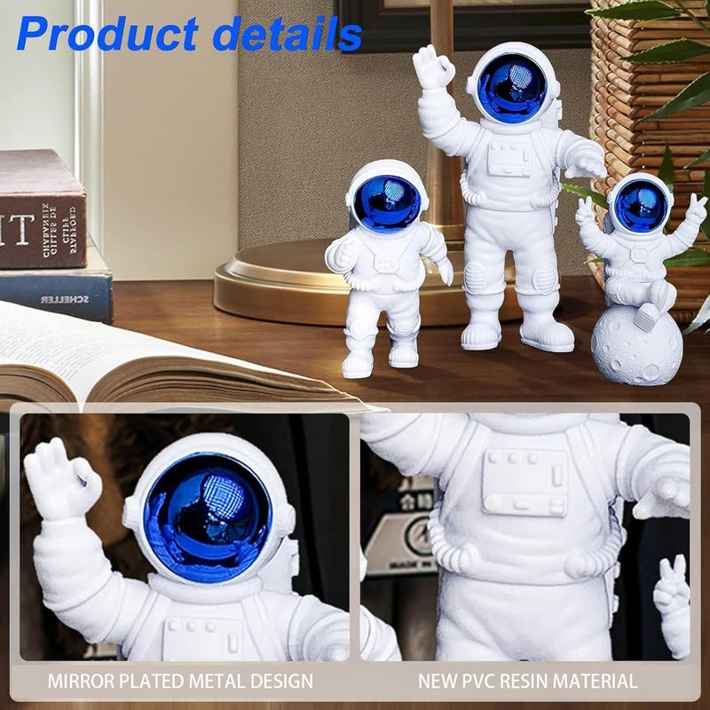 LYAROMIS Elegant Statues Decor Set, 3PCS Unique Polyresin Astronaut Figurines, Perfect Ornaments for Room, Car Dashboard, Office, Home Decor, Ideal Gift for Space Lovers - Image 2
