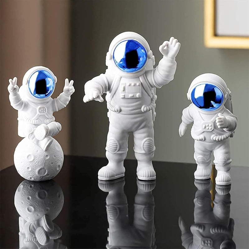 LYAROMIS Elegant Statues Decor Set, 3PCS Unique Polyresin Astronaut Figurines, Perfect Ornaments for Room, Car Dashboard, Office, Home Decor, Ideal Gift for Space Lovers - Image 1