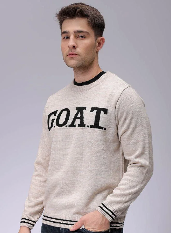The Indian Garage Co Men Relaxed Fit Typography Crew Neck Sweater