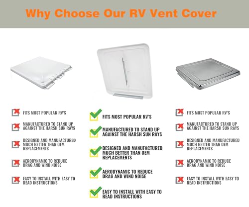 LuckySlycyc 14" Rv Vent Covers for Roof,Rv Vent Cover,Size:14" x 14",For Camper, Trailer, Rv vent cover replacement (2) - Image 4