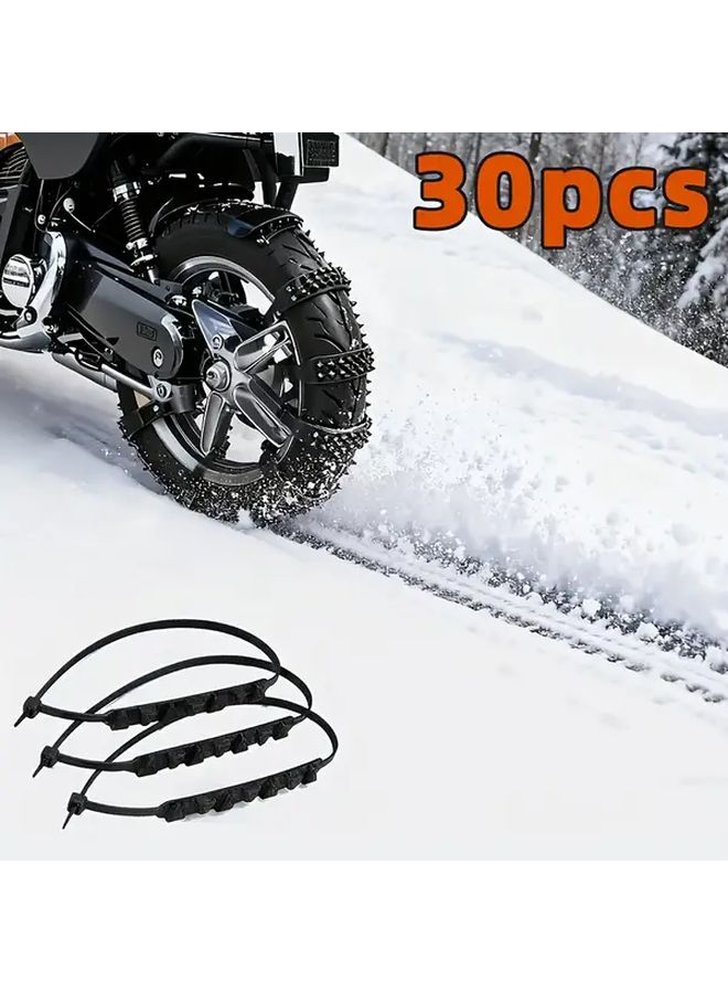 30pcs Heavy Duty Motorcycle Anti Slip Snow Chains All Terrain Traction Adjustable Zip Ties - Image 1