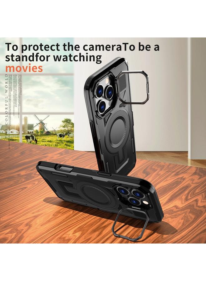 S-TOP Case For iPhone 14 Plus Shield Hollow Frame Holder MagSafe Phone Case - Image 3