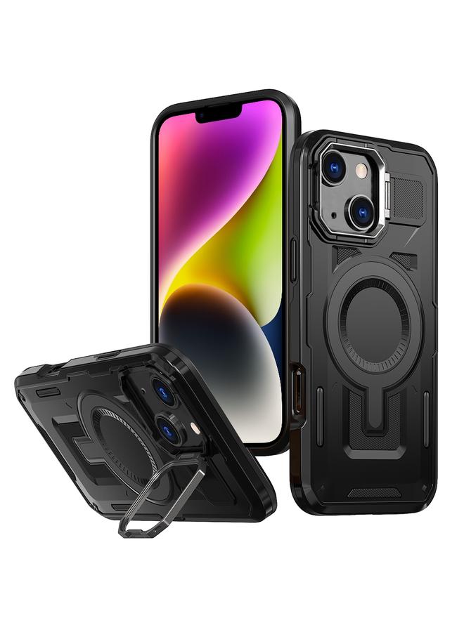 S-TOP Case For iPhone 14 Plus Shield Hollow Frame Holder MagSafe Phone Case - Image 1