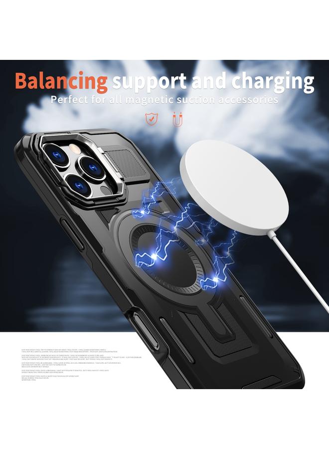 S-TOP Case For iPhone 14 Plus Shield Hollow Frame Holder MagSafe Phone Case - Image 4