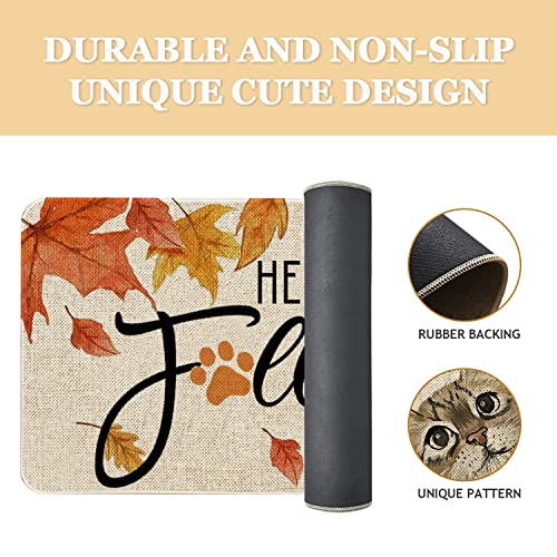 Roszwtit Hello Fall Door Mat 30 X 17 Inch Fall Cat Doormat Indoor Outdoor Entrance Floor Mat Non Slip Autumn Thanksiving Decor Rubber Welcome Mats - Image 3