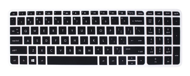 UHamn Silicone Keyboard Cover Skin Compatible with 15.6" HP Pavilion 15-ab 15-ac 15-ae 15-af 15-an 15-ak 15-as 15-ay 15-au 15-ba 15-bc 15-bk 15-ax Series, HP Envy x360 m6-ae151dx m6-p113dx m6-w (Black) - Image 1
