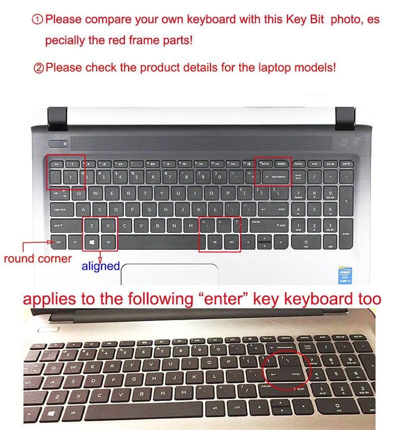 UHamn Silicone Keyboard Cover Skin Compatible with 15.6" HP Pavilion 15-ab 15-ac 15-ae 15-af 15-an 15-ak 15-as 15-ay 15-au 15-ba 15-bc 15-bk 15-ax Series, HP Envy x360 m6-ae151dx m6-p113dx m6-w (Black) - Image 2