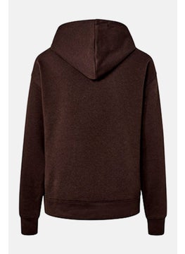 Tchibo Women Hoodie Long Sleeves Plain Sweatshirt, Choco Brown  - Image 3