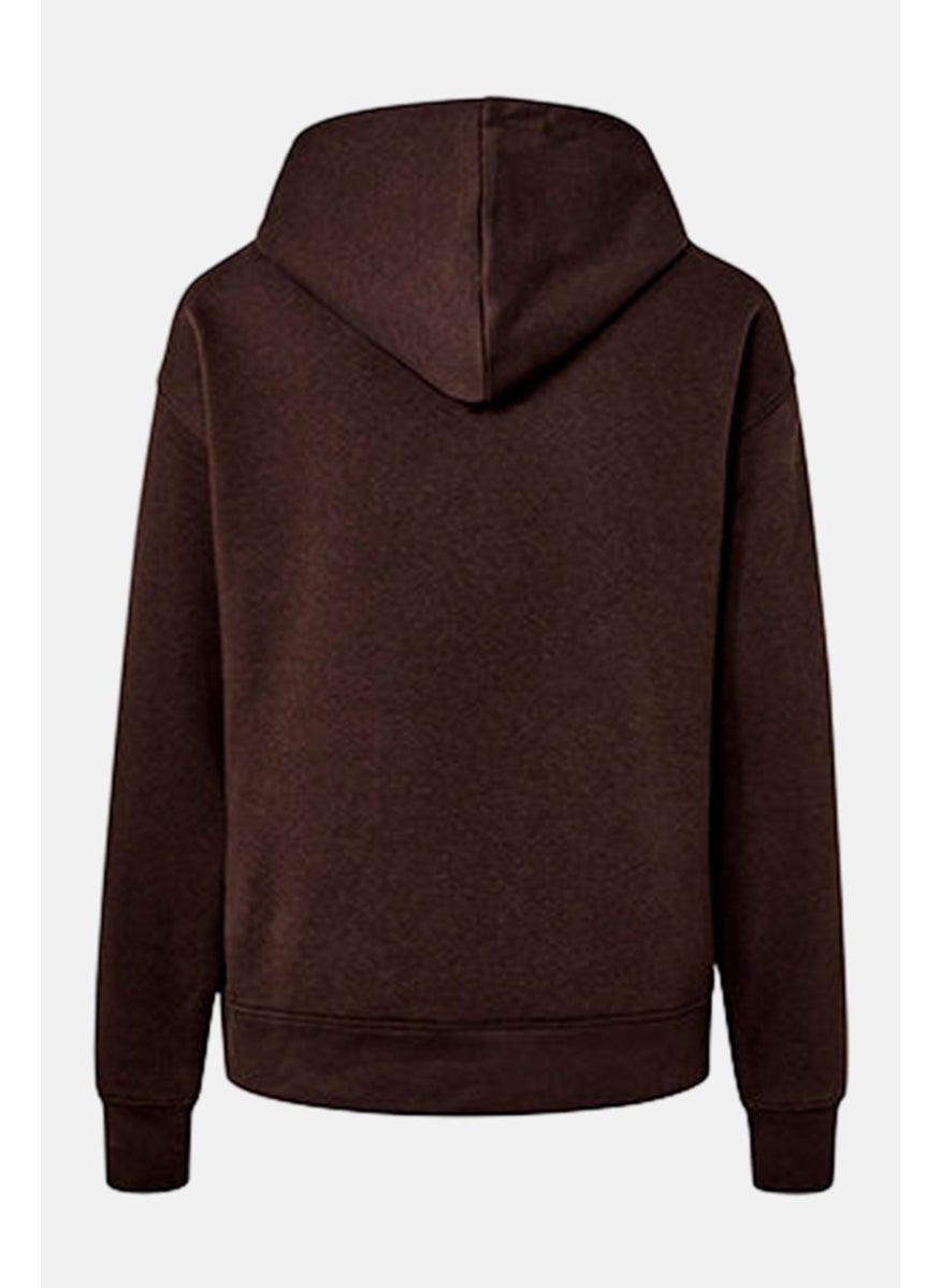 Tchibo Women Hoodie Long Sleeves Plain Sweatshirt, Choco Brown  - Image 3