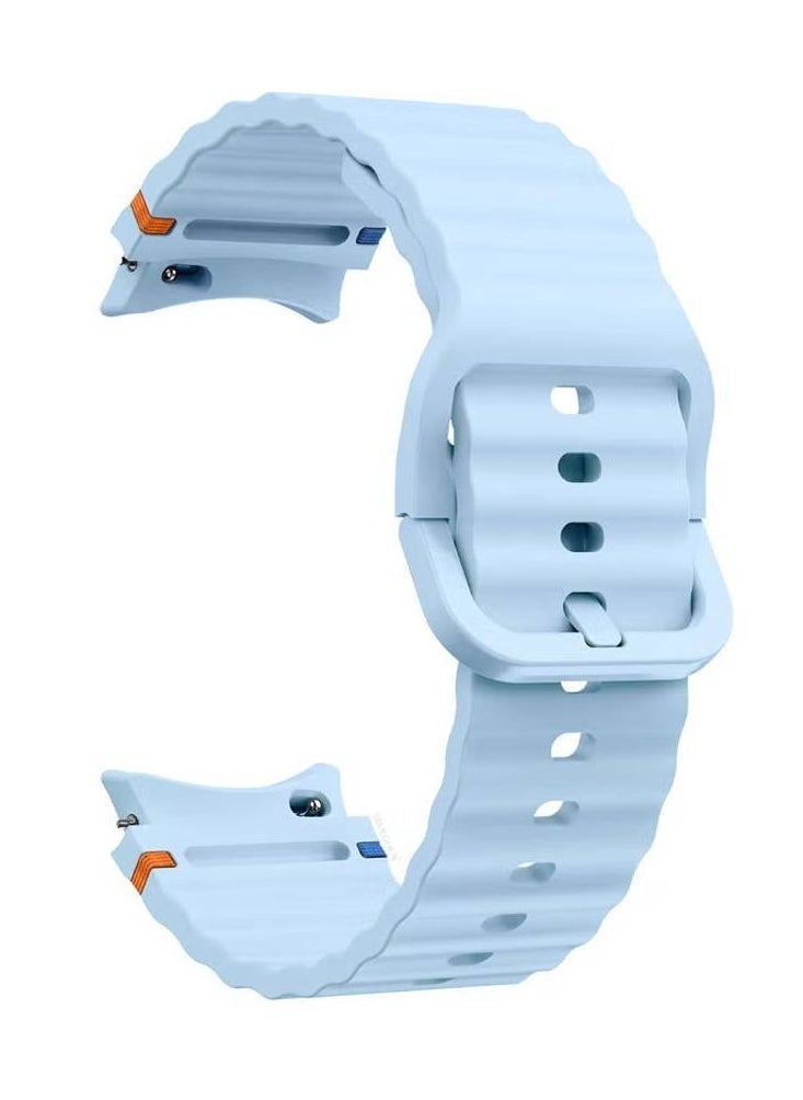 (for Samsung Galaxy Watch 7 / Samsung Galaxy Watch 6 ) Silicone Sport Band with Decorative Woven Line Durable and Sport Design for Men Women Light Blue - Image 2