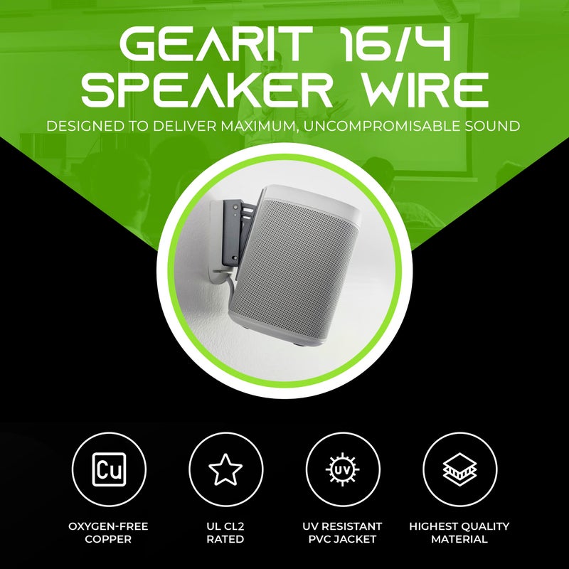 GearIT GearIT 16/4 Speaker Wire (100 Feet) 16AWG Gauge - Fire Safety in Wall Rated Audio Speaker Wire Cable / CL2 Rated / 4 Conductors - OFC Oxygen-Free Copper, White 100ft  - Image 3