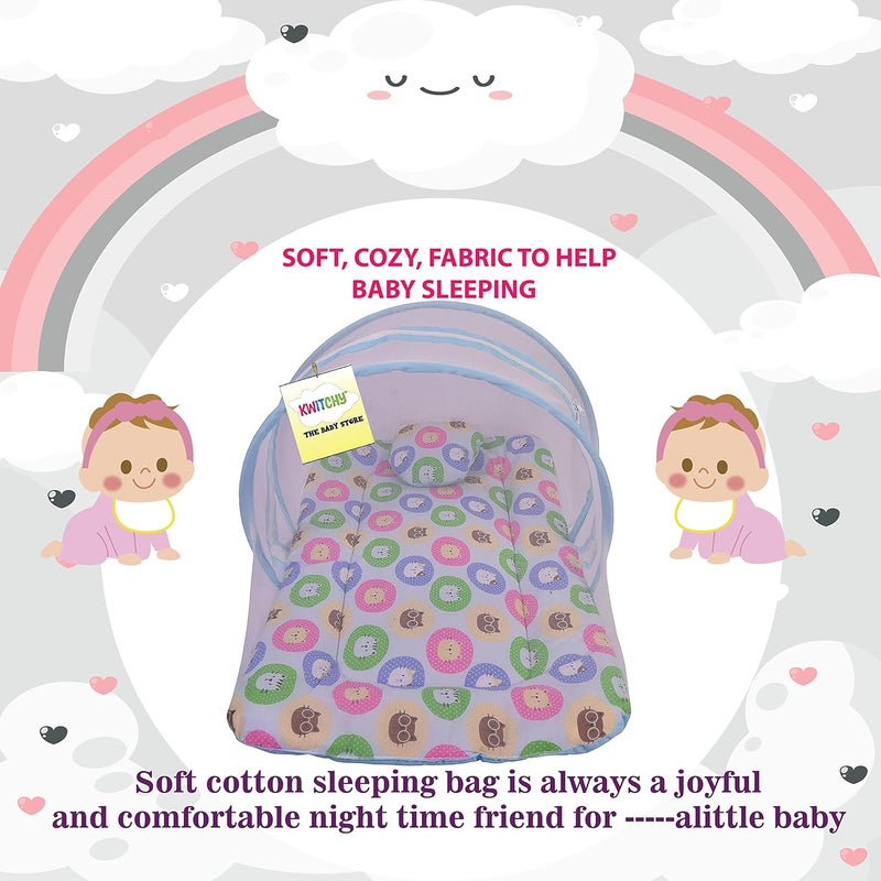 Kwitchy New Born Baby Bedding Combo of Mattress with Net Sleeping Bag 4 Pcs Gadda Set 06 Months Blue 3PCS Set - Image 3